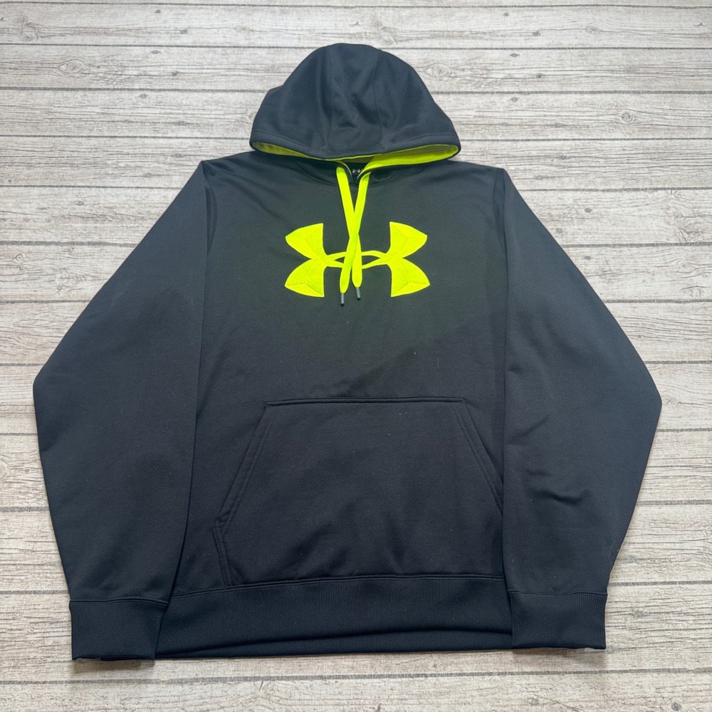 Under Armour Hoodie Men's XL Black Loose Fit Fleece Lined Pullover Streetwear